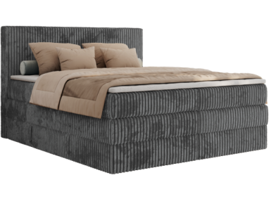 Łóżko kontynentalne TILIANO KING 200x200 - H4 - szary, sztruks