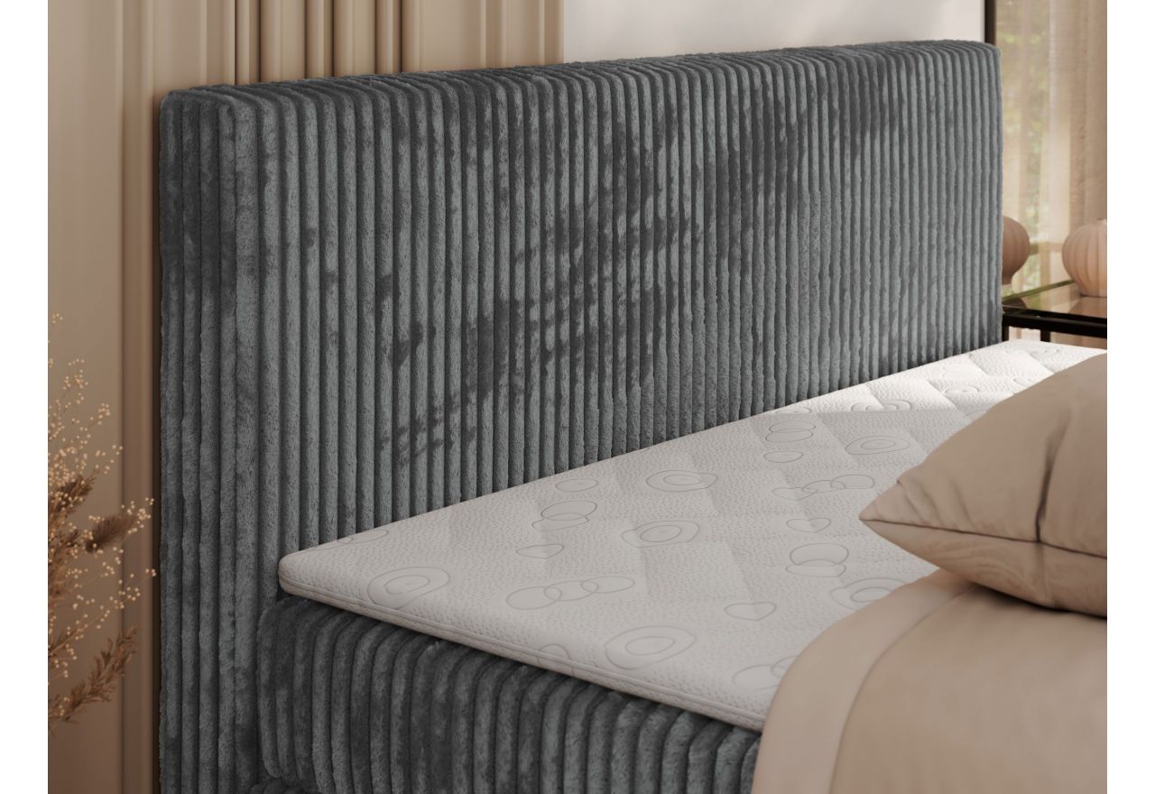 Łóżko kontynentalne TILIANO KING 200x200 - H4 - szary, sztruks
