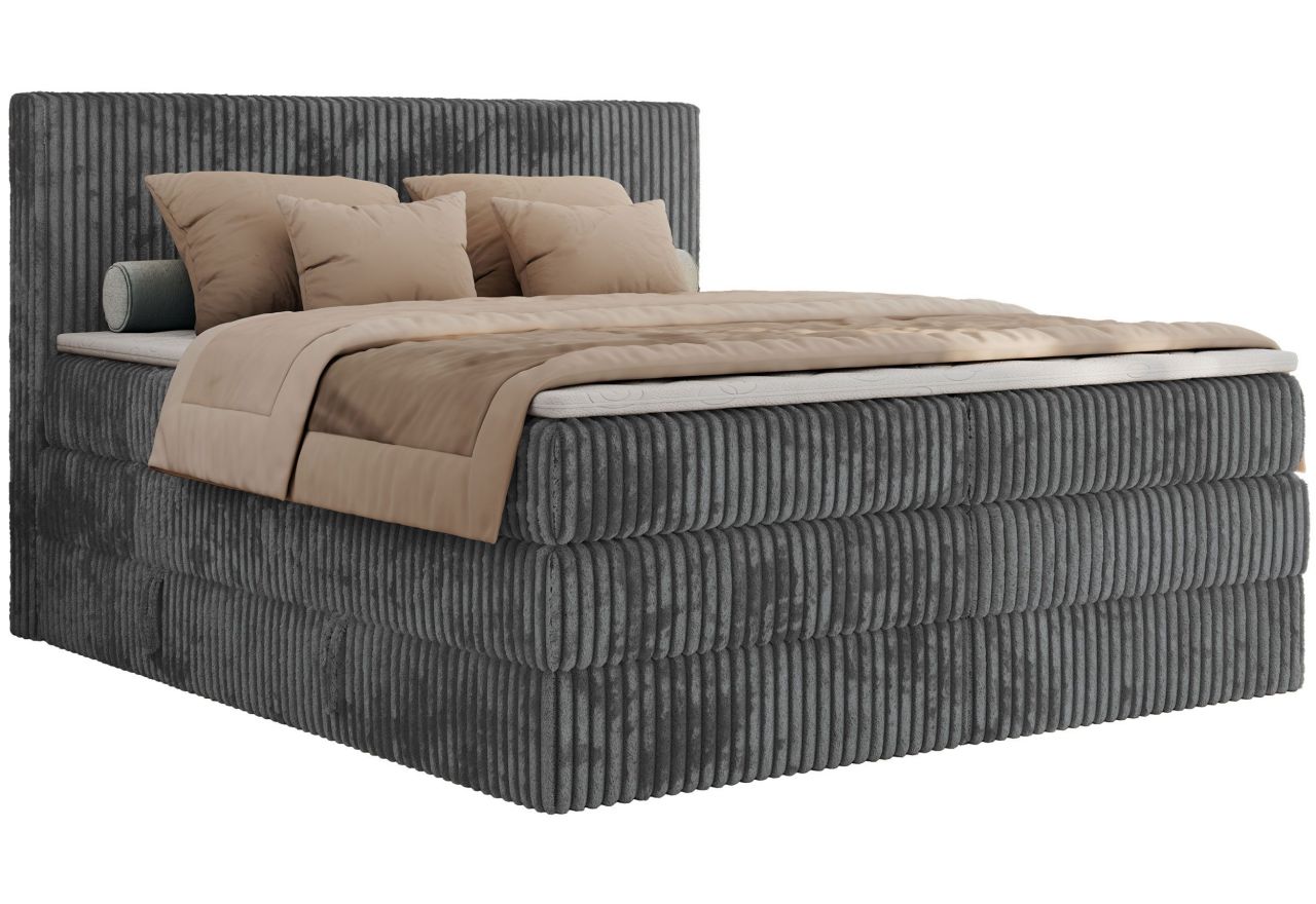 Łóżko kontynentalne TILIANO KING 200x200 - H4 - szary, sztruks