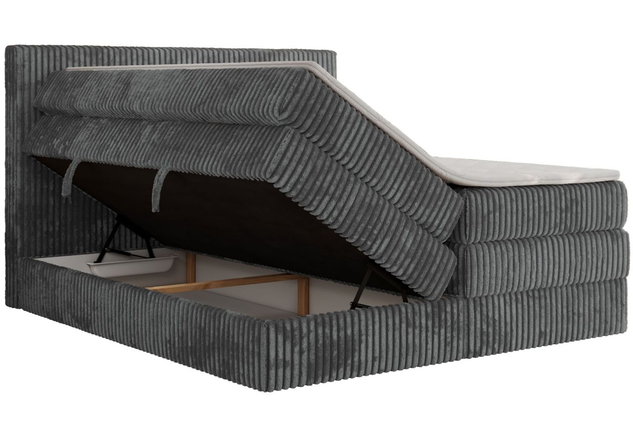 Łóżko kontynentalne TILIANO KING 200x200 - H4 - szary, sztruks