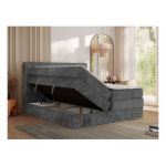 Łóżko kontynentalne TILIANO KING 140x200 - H4 - szary, sztruks