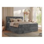 Łóżko kontynentalne TILIANO KING 200x200 - H3 - szary, sztruks