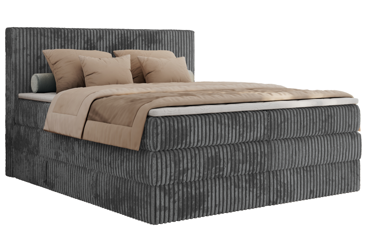 Łóżko kontynentalne TILIANO KING 200x200 - H3 - szary, sztruks