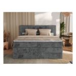 Łóżko kontynentalne TILIANO KING 200x200 - H3 - szary, sztruks