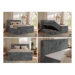 Łóżko kontynentalne TILIANO KING 200x200 - H3 - szary, sztruks