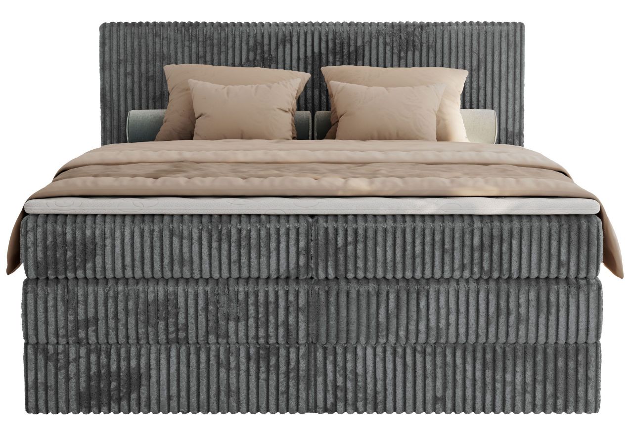 Łóżko kontynentalne TILIANO KING 200x200 - H3 - szary, sztruks