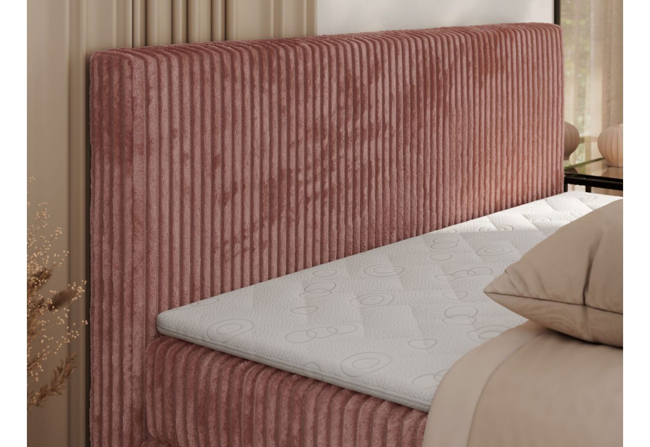 Łóżko kontynentalne TILIANO KING 200x200 - H4 - różowy, sztruks