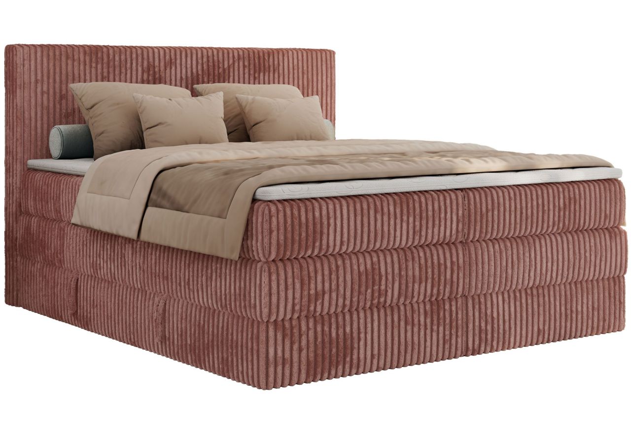 Łóżko kontynentalne TILIANO KING 200x200 - H4 - różowy, sztruks