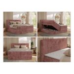 Łóżko kontynentalne TILIANO KING 140x200 - H4 - różowy, sztruks