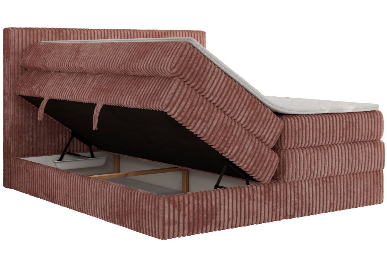 Łóżko kontynentalne TILIANO KING 140x200 - H4 - różowy, sztruks