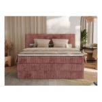 Łóżko kontynentalne TILIANO KING 200x200 - H3 - różowy, sztruks