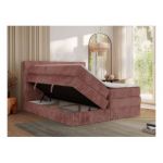 Łóżko kontynentalne TILIANO KING 200x200 - H3 - różowy, sztruks