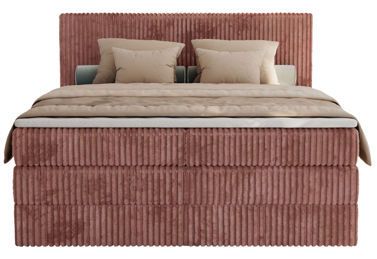 Łóżko kontynentalne TILIANO KING 200x200 - H3 - różowy, sztruks