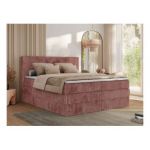 Łóżko kontynentalne TILIANO KING 180x200 - H3 - różowy, sztruks