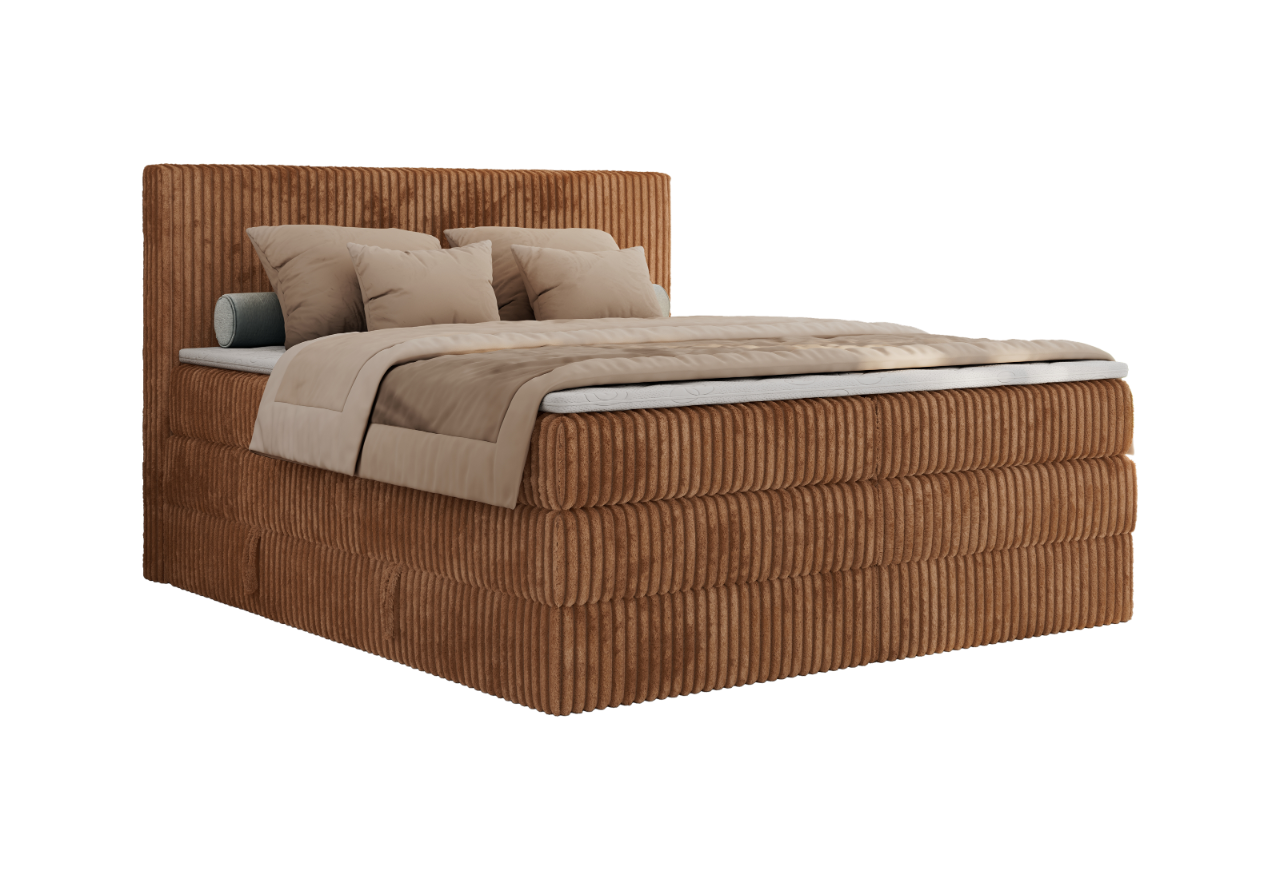 Łóżko kontynentalne TILIANO KING 200x200 - H4 - pomarańczowy, sztruks