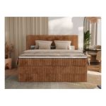 Łóżko kontynentalne TILIANO KING 200x200 - H4 - pomarańczowy, sztruks