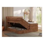 Łóżko kontynentalne TILIANO KING 200x200 - H4 - pomarańczowy, sztruks