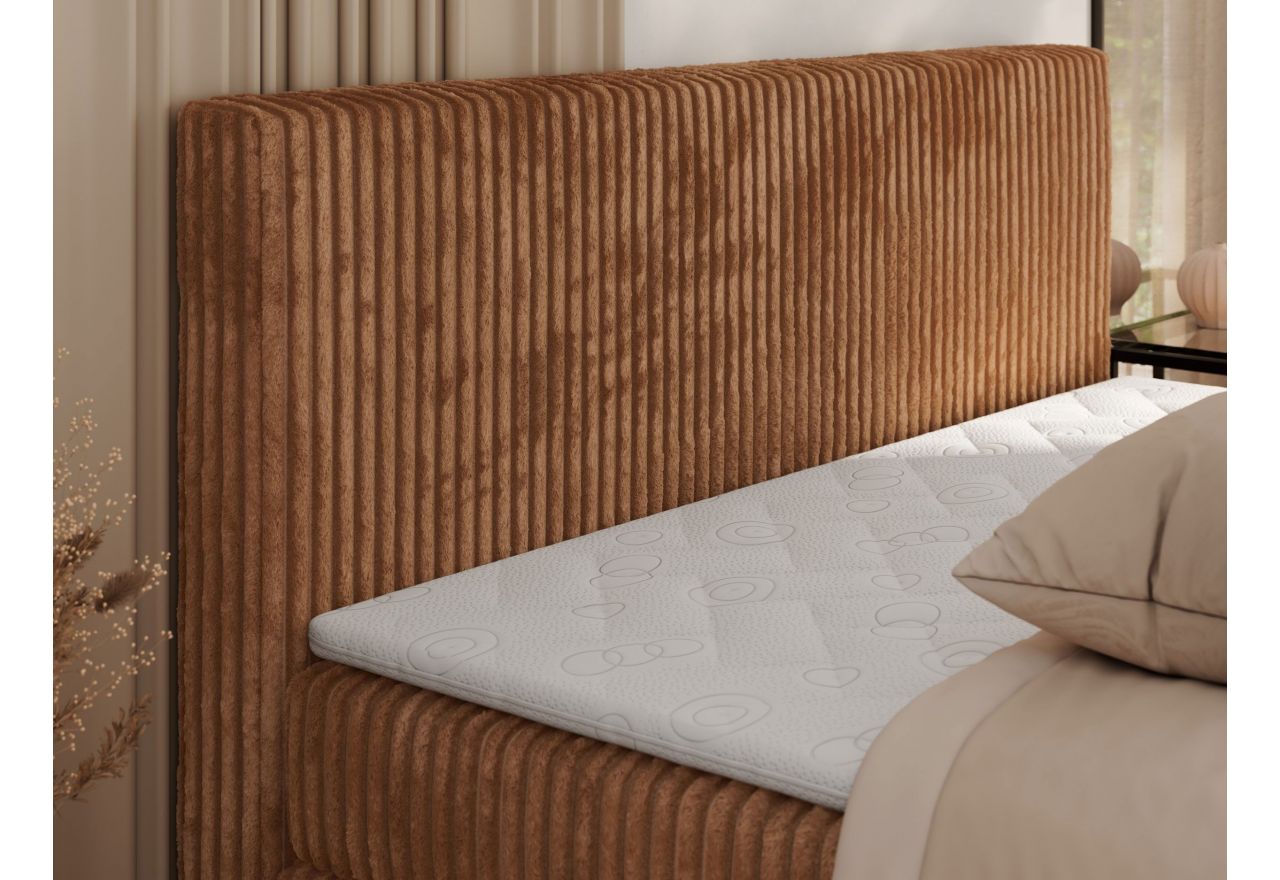 Łóżko kontynentalne TILIANO KING 200x200 - H4 - pomarańczowy, sztruks