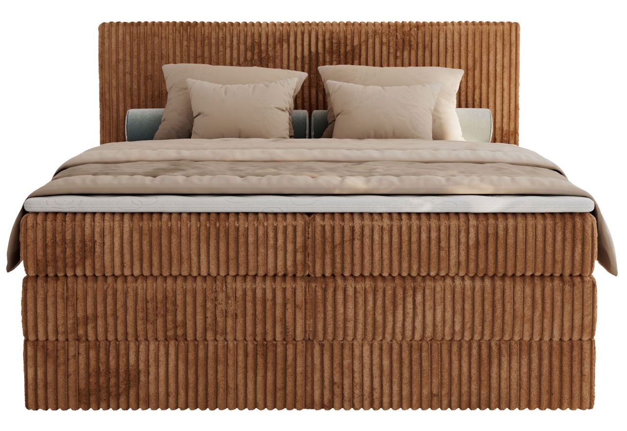 Łóżko kontynentalne TILIANO KING 200x200 - H4 - pomarańczowy, sztruks