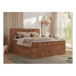 Łóżko kontynentalne TILIANO KING 180x200 - H4 - pomarańczowy, sztruks