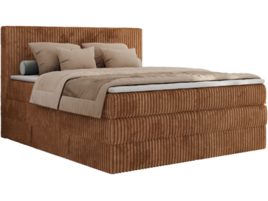 Łóżko kontynentalne TILIANO KING 200x200 - H3 - pomarańczowy, sztruks