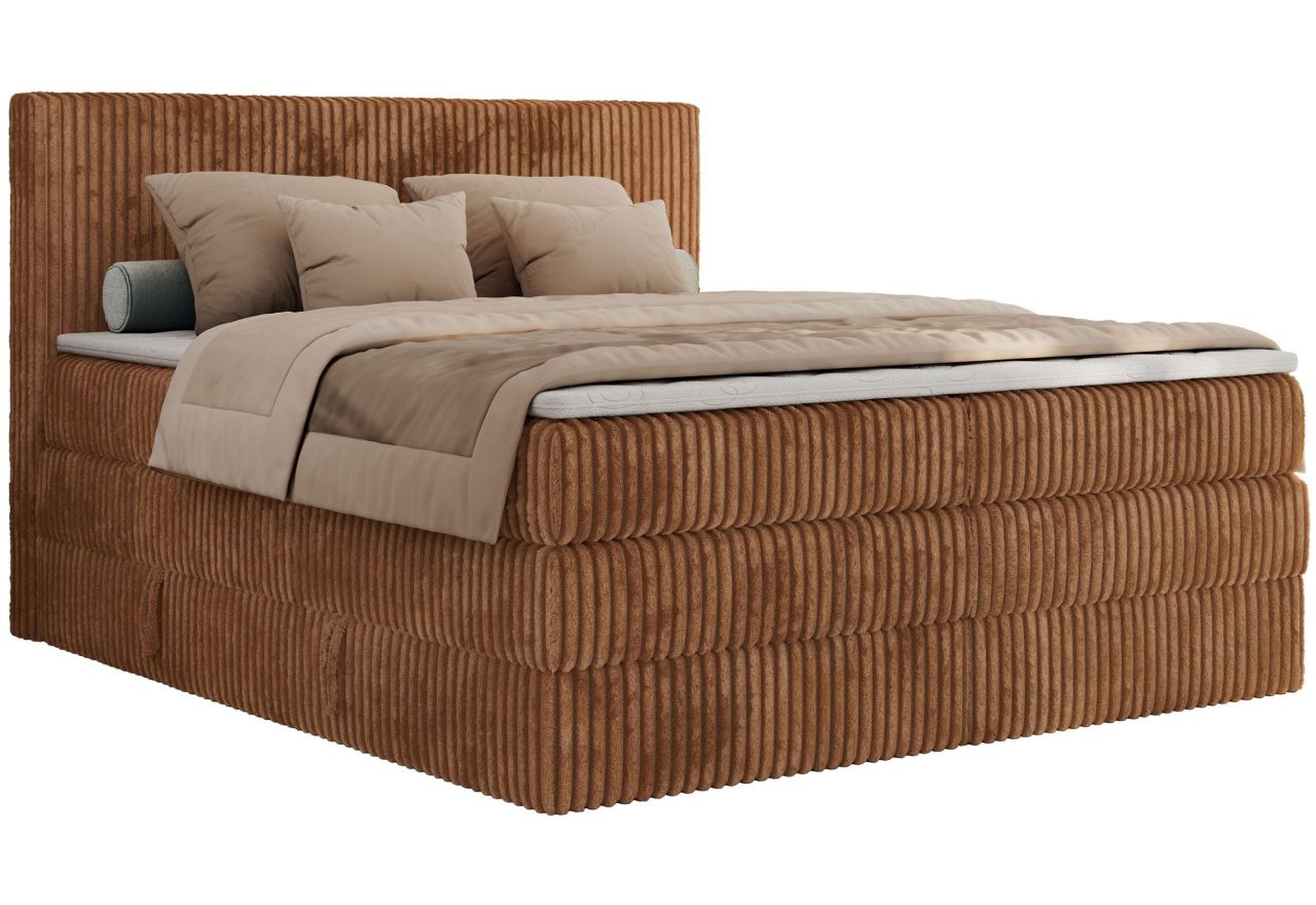 Łóżko kontynentalne TILIANO KING 200x200 - H3 - pomarańczowy, sztruks