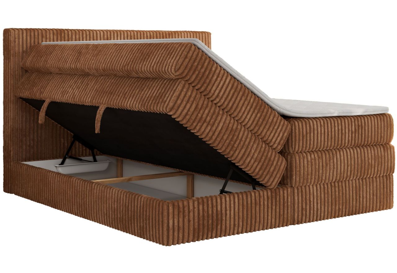 Łóżko kontynentalne TILIANO KING 200x200 - H3 - pomarańczowy, sztruks