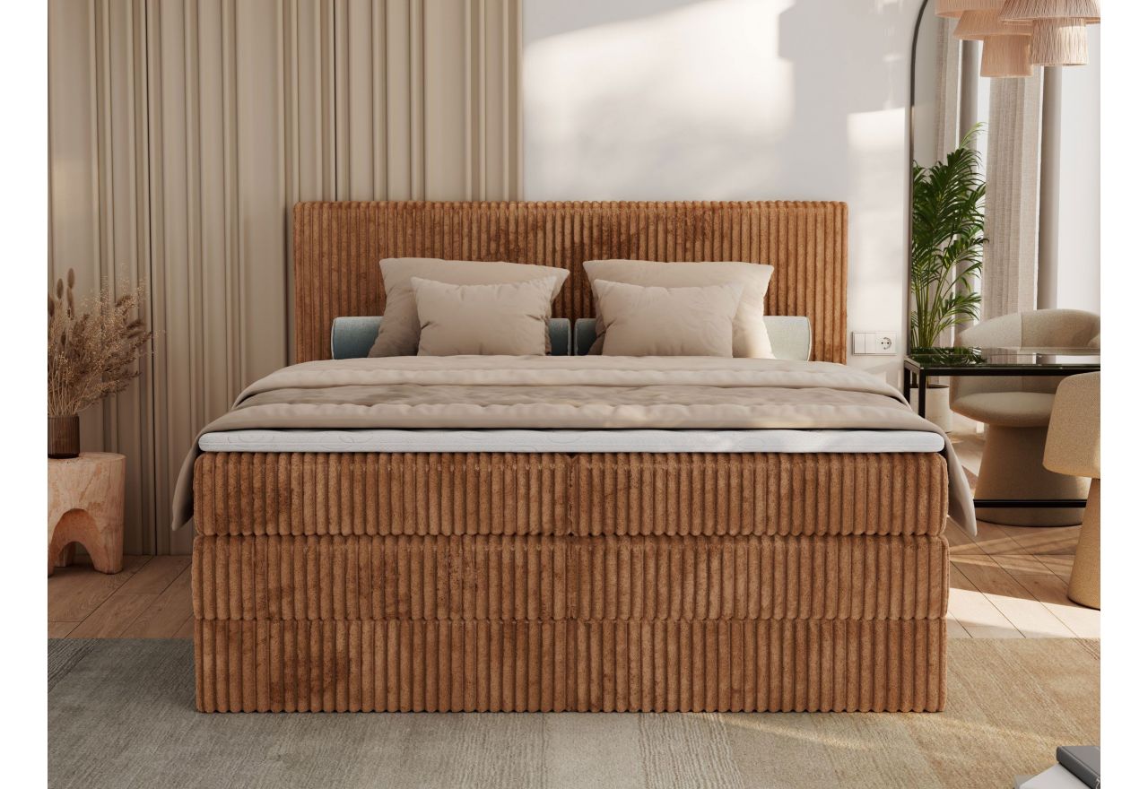 Łóżko kontynentalne TILIANO KING 180x200 - H3 - pomarańczowy, sztruks