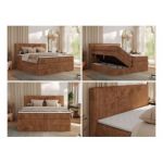 Łóżko kontynentalne TILIANO KING 140x200 - H3 - pomarańczowy, sztruks