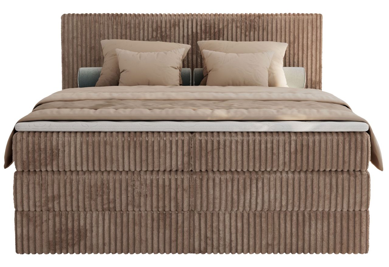 Łóżko kontynentalne TILIANO KING 200x200 - H4 - brązowy, sztruks