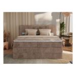 Łóżko kontynentalne TILIANO KING 180x200 - H4 - brązowy, sztruks