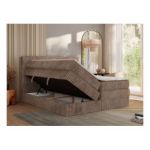 Łóżko kontynentalne TILIANO KING 180x200 - H4 - brązowy, sztruks