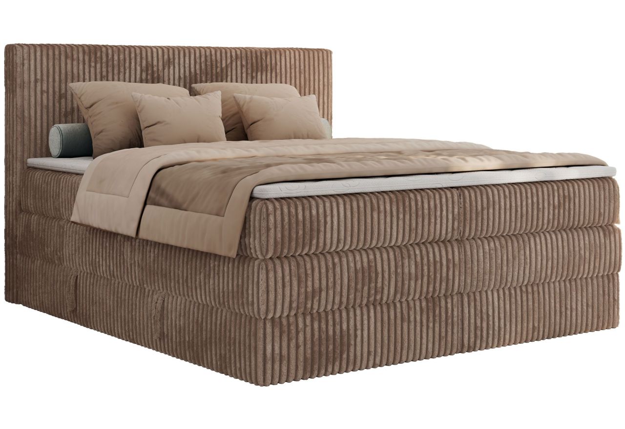 Łóżko kontynentalne TILIANO KING 140x200 - H4 - brązowy, sztruks