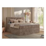Łóżko kontynentalne TILIANO KING 200x200 - H3 - brązowy, sztruks