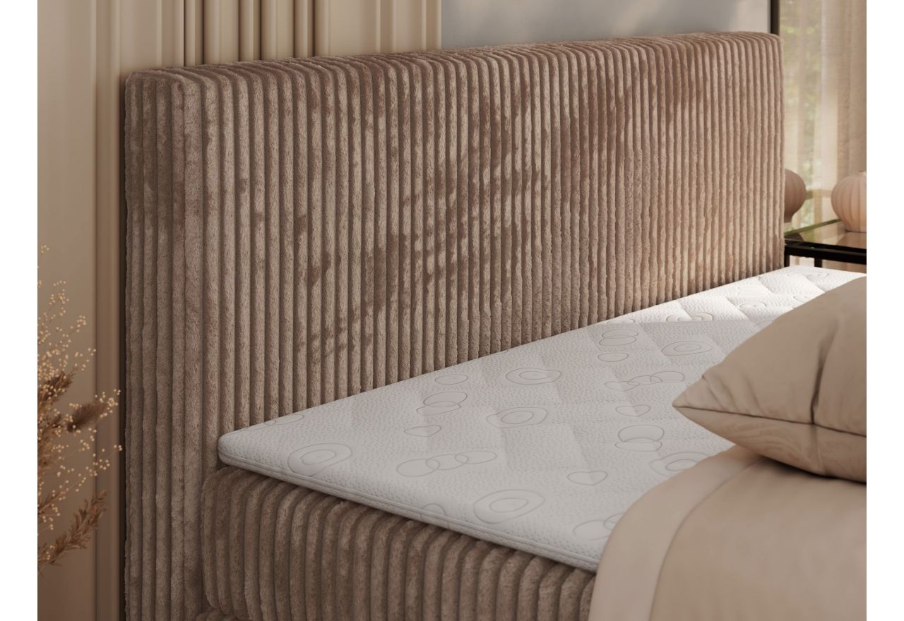 Łóżko kontynentalne TILIANO KING 200x200 - H3 - brązowy, sztruks