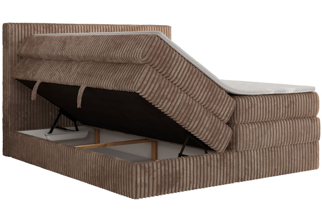 Łóżko kontynentalne TILIANO KING 200x200 - H3 - brązowy, sztruks
