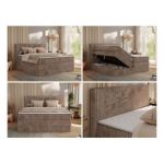 Łóżko kontynentalne TILIANO KING 160x200 - H3 - brązowy, sztruks