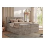 Łóżko kontynentalne TILIANO KING 200x200 - H4 - jasnobrązowy, sztruks