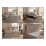 Łóżko kontynentalne TILIANO KING 160x200 - H4 - jasnobrązowy, sztruks