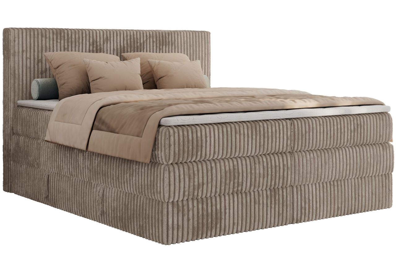 Łóżko kontynentalne TILIANO KING 160x200 - H4 - jasnobrązowy, sztruks