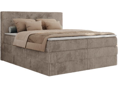 Łóżko kontynentalne TILIANO KING 140x200 - H4 - jasnobrązowy, sztruks