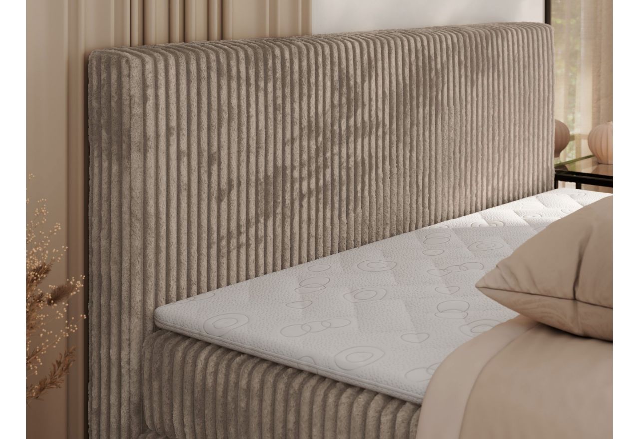 Łóżko kontynentalne TILIANO KING 200x200 - H3 - jasnobrązowy, sztruks