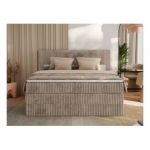 Łóżko kontynentalne TILIANO KING 180x200 - H3 - jasnobrązowy, sztruks