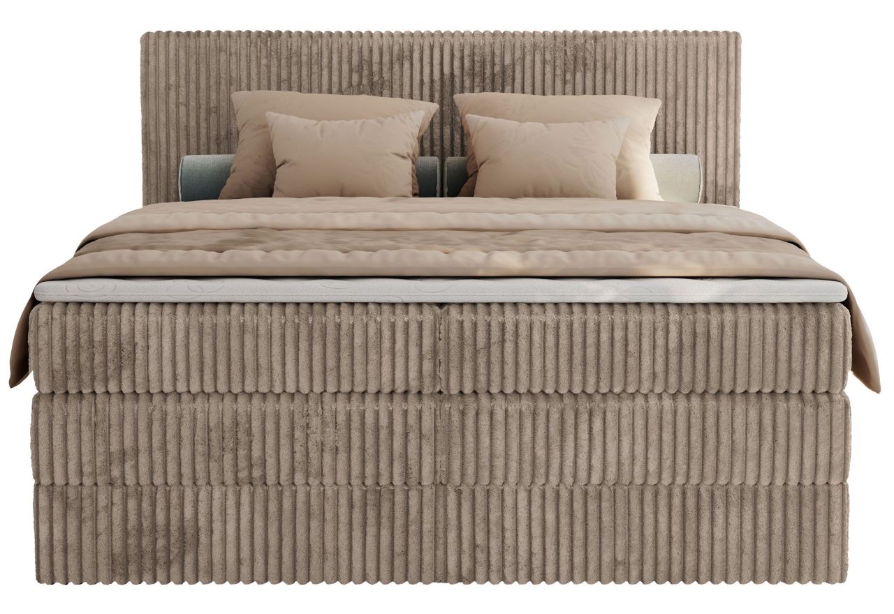 Łóżko kontynentalne TILIANO KING 180x200 - H3 - jasnobrązowy, sztruks