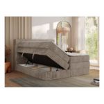 Łóżko kontynentalne TILIANO KING 140x200 - H3 - jasnobrązowy, sztruks