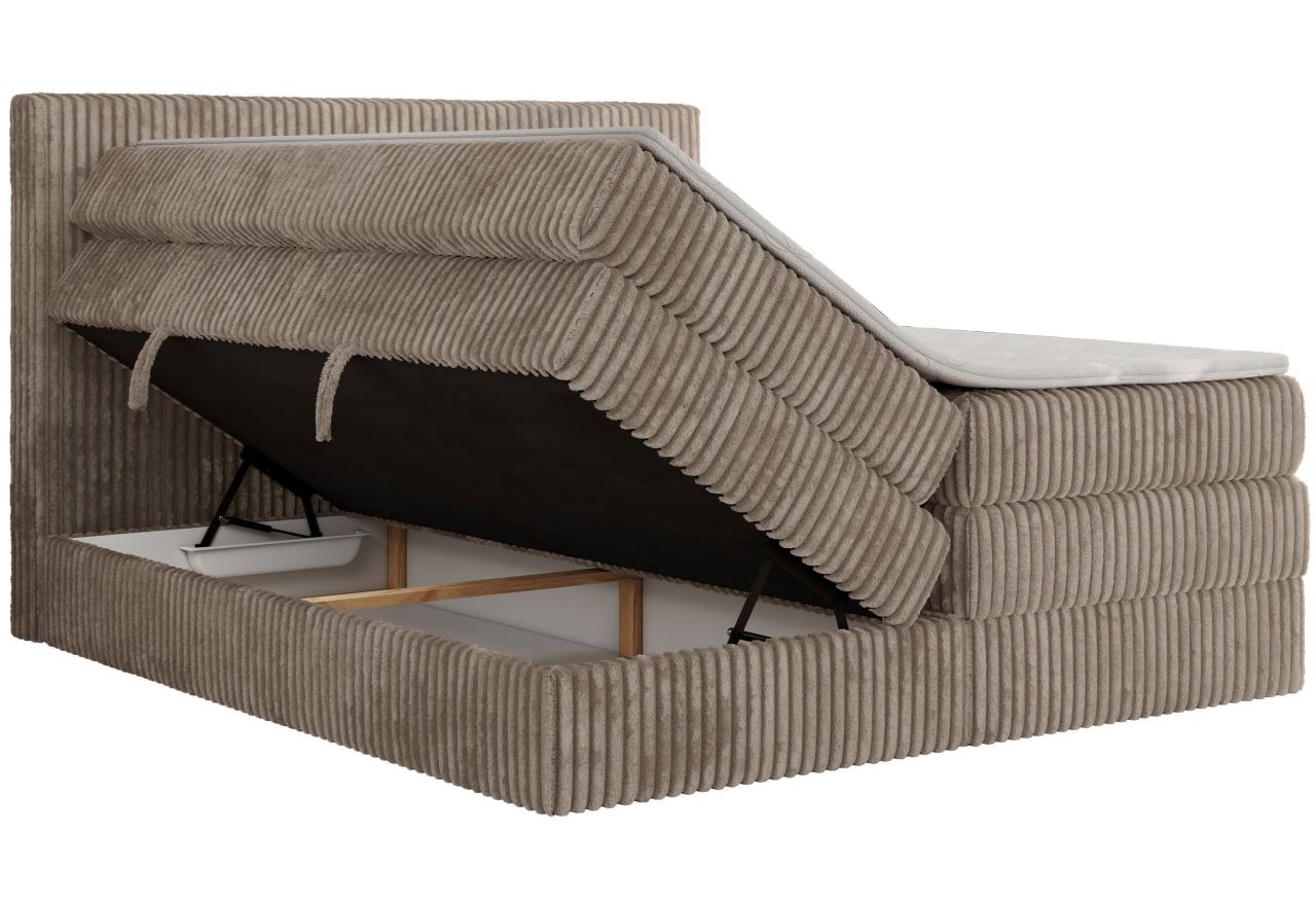 Łóżko kontynentalne TILIANO KING 140x200 - H3 - jasnobrązowy, sztruks