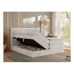 Łóżko kontynentalne TILIANO KING 200x200 - H4 - beżowy, sztruks