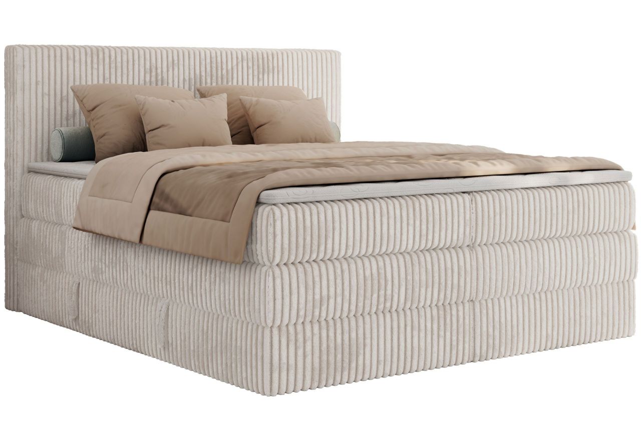 Łóżko kontynentalne TILIANO KING 200x200 - H3 - beżowy, sztruks