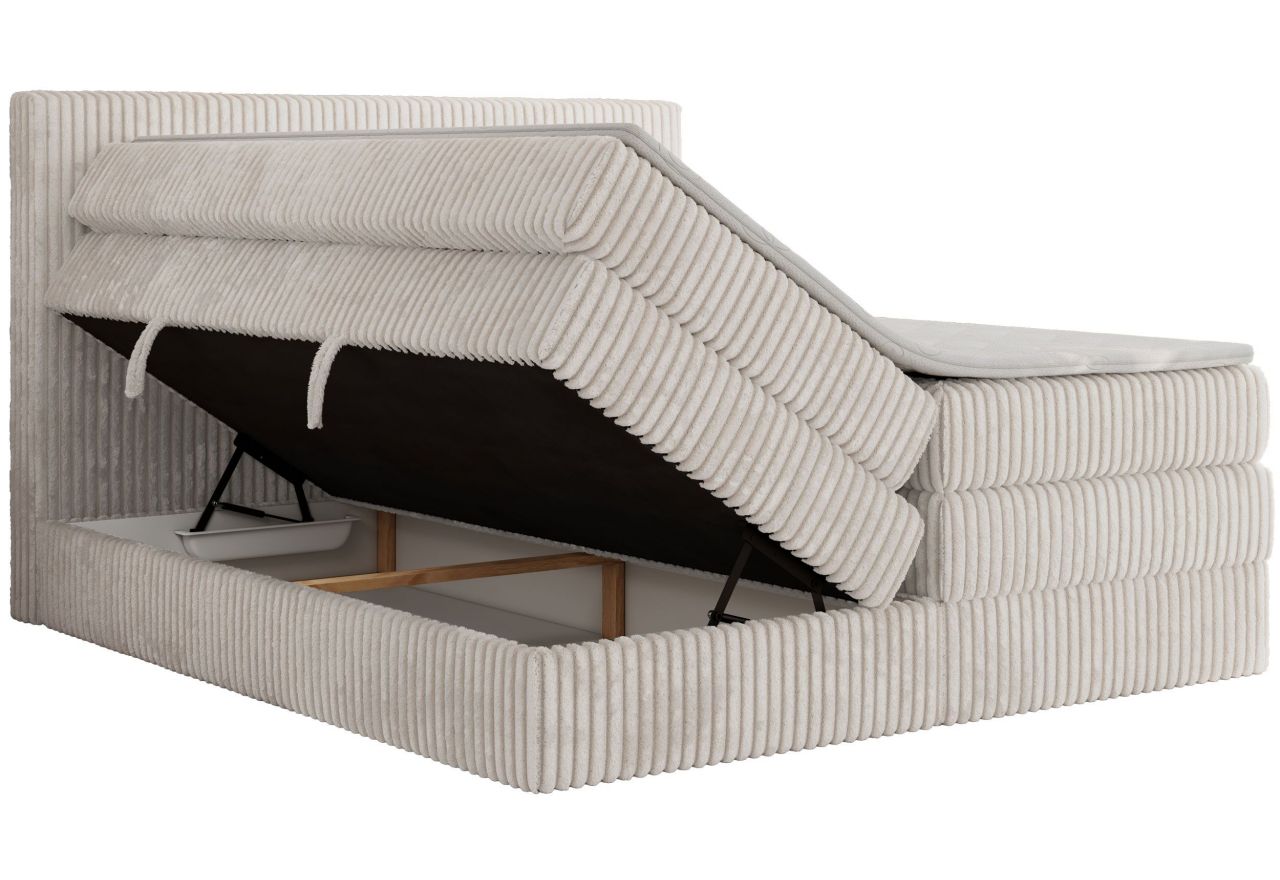 Łóżko kontynentalne TILIANO KING 200x200 - H3 - beżowy, sztruks