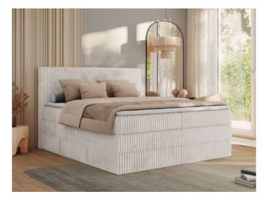 Łóżko kontynentalne TILIANO KING 180x200 - H3 - beżowy, sztruks